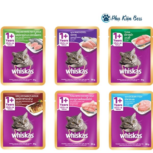 Pate Mèo Whiskas Dạng Gói 80G Hương Vị Đa Dạng, Hấp Dẫn