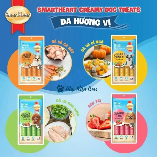 Súp Thưởng SmartHeart Creamy Cho Chó, Bánh Thưởng Dạng Kem